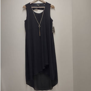 NEW Thalia Sodi Black Sleeveless High Low Necklace Dress Womens Size Large